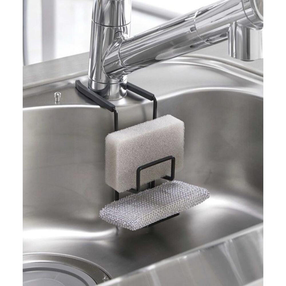 Yamazaki Faucet-Hanging Double Sponge Holder Black